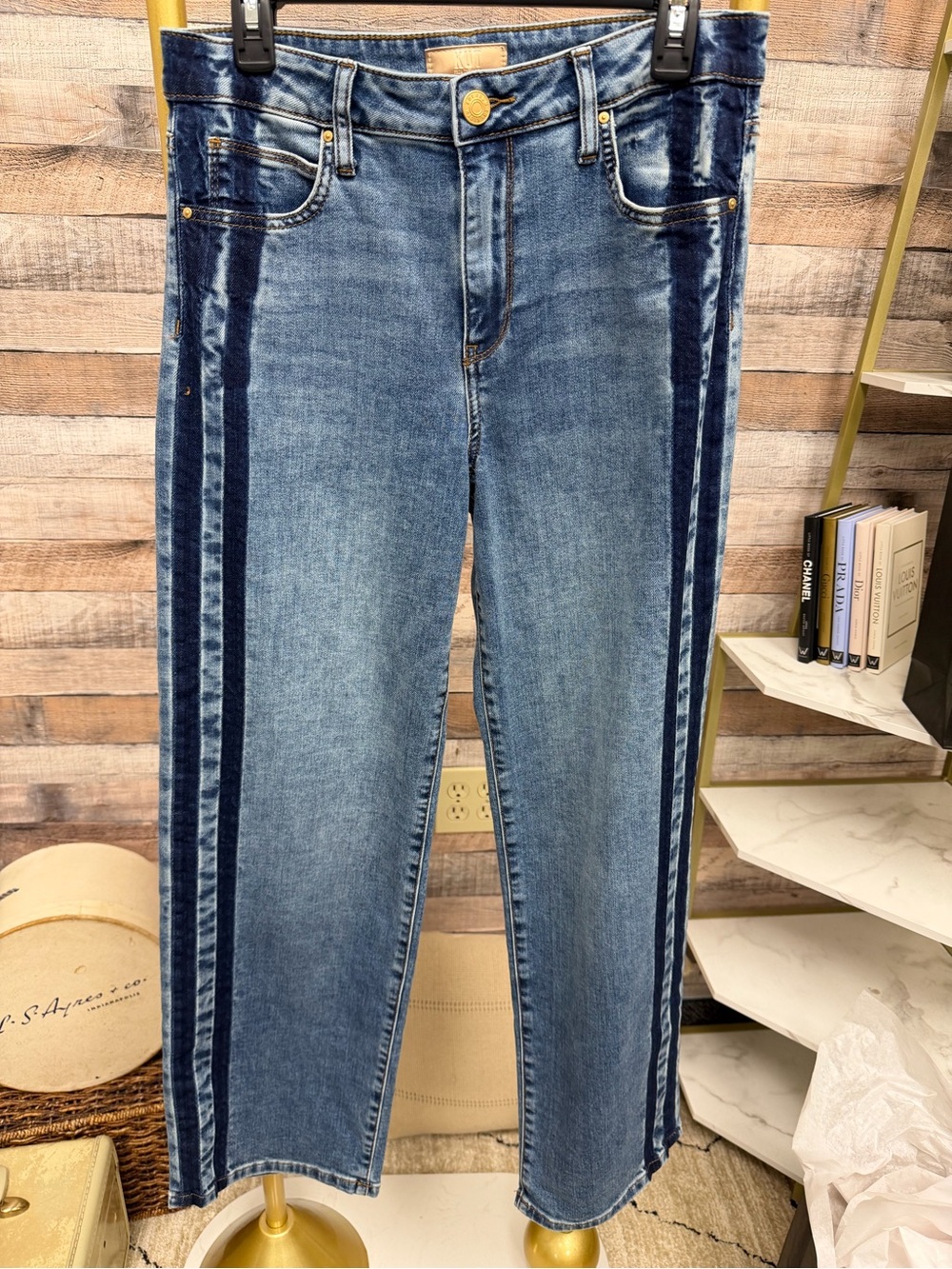 Kut from the Kloth sienna straight leg side stripe jeans